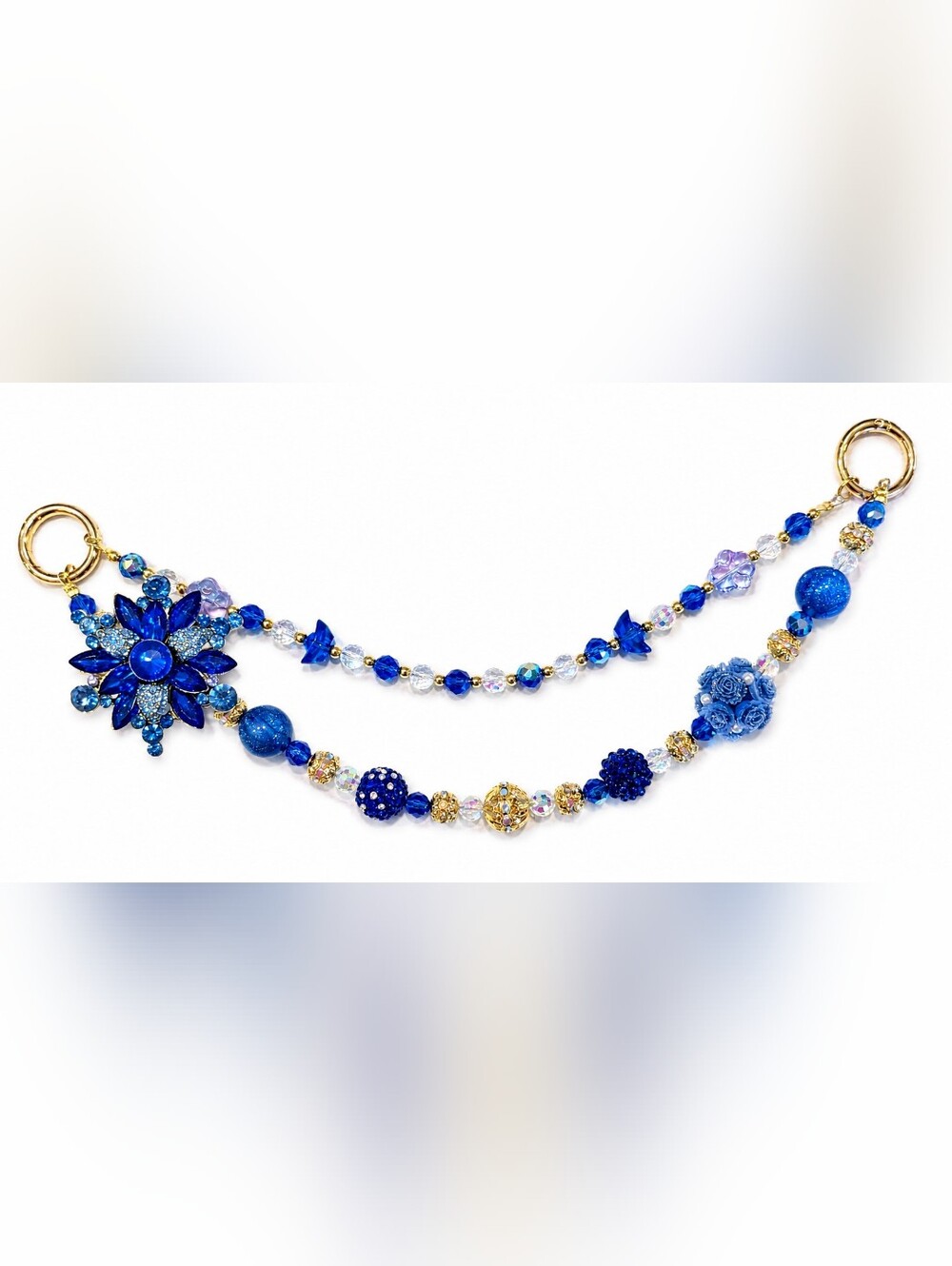 💙 Handmade Double Layer Blue Crystal Bag Charm | Luxe Purse Charm